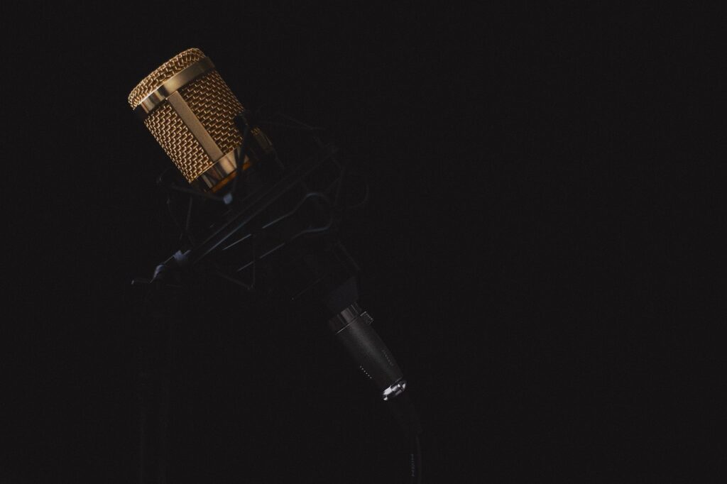Close-up of a microphone capturing music sound